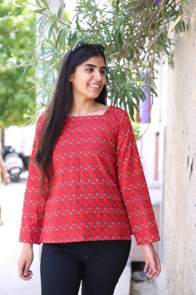 Square Neck Straight Short Kurti